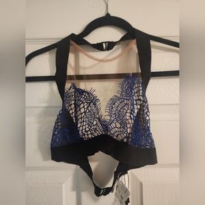 For Love & Lemons Skivvies Bat Your Lashes Halter in Royal M NWT
